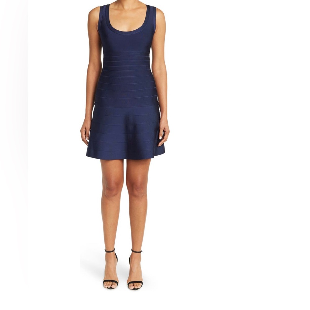 Herve Leger Scooped Sleeveless Aline Bandage Dress
